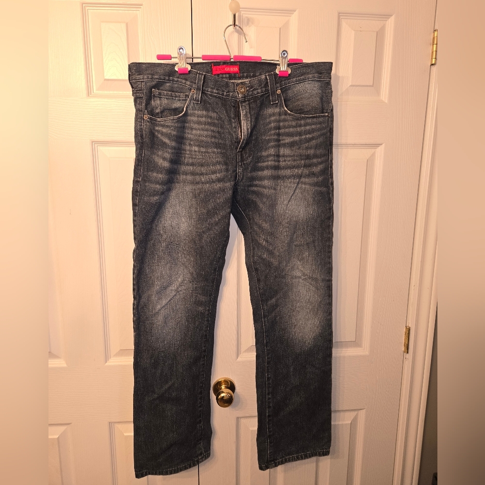 (38x34) Guess Men's Slim Straight Del Mar Fit Jeans